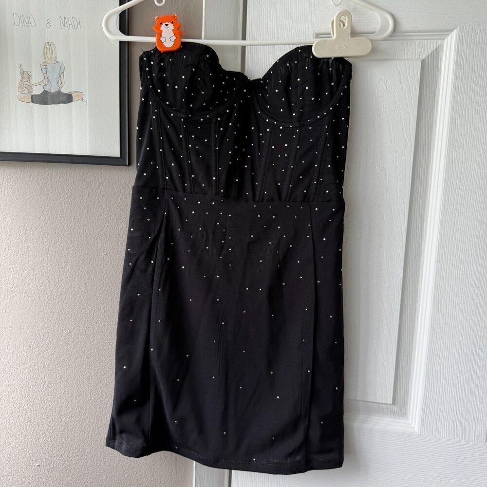 White Fox Rhinestone LBD Mini Dress